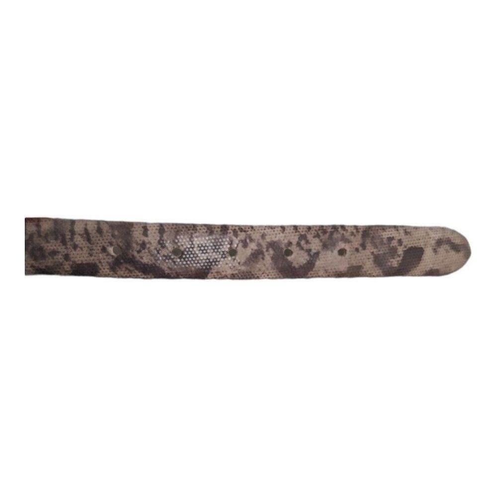 Leather Belt Python Print Tan/Beige Black Size M Leather Thin Belt Animal Print - Picture 5 of 8